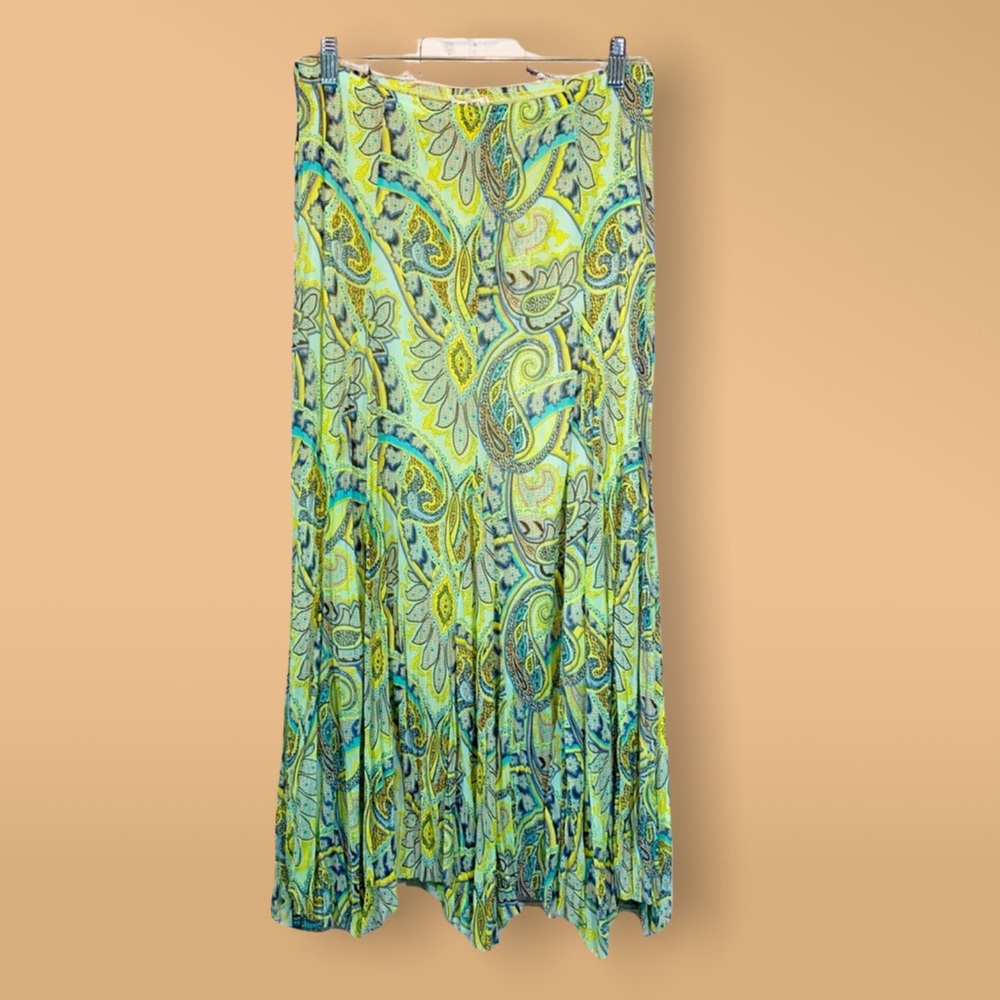 Y2K Broomstick Pleated Paisley Floral Maxi Skirt Size Medium